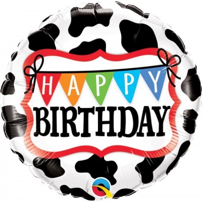 GLOBO QUALATEX #18C BIRTHDAY ESTAMPADO DE VACA