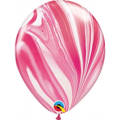 GLOBO QUALATEX #11 ESTAMPADO AGATA ROJO/BLANCO 5PZ