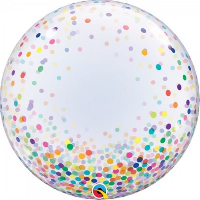 GLOBO QUALATEX BURBUJA #24 PUNTOS CONFETTI COLORIDOS 1PZ