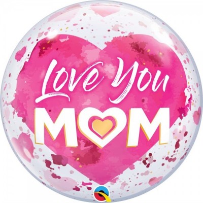 GLOBO QUALATEX BURBUJA #22 LOVE YOU M(HEART)M PINK