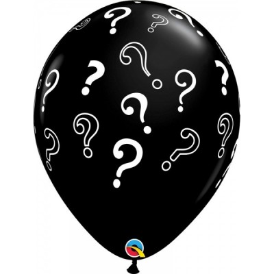 GLOBO QUALATEX #16 ESTAMPADO SIGNOS DE INTERROGACIÓN NEGRO ONIX 5PZ-10