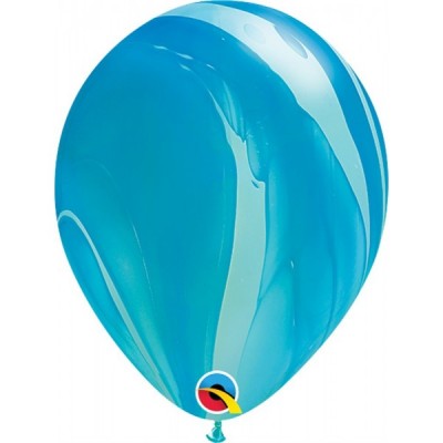 GLOBO QUALATEX #11 ESTAMPADO SUPERAGATA AZUL 5PZ