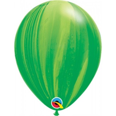 GLOBO QUALATEX #11 ESTAMPADO SUPERAGATA VERDE 5PZ