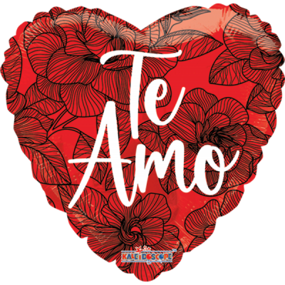 GLOBO CONVER #9H TE AMO FLORAL ROJO