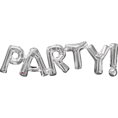 GLOBO CONVER SPRSHP PHRASE "PARTY" SILVER AIR-FILLED