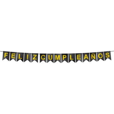 LETRERO FELIZ CUMPLEAÑOS DIAMANTADO NEGRO 2MT VMF --