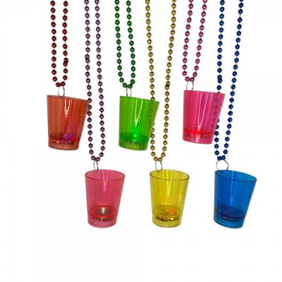 COLLAR MARDIGRAS SHOT TEQUILA TRANSPARENTE CON LUZ 6PZ SKH VMF