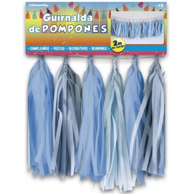 GUIRNALDA POMPONES AZUL EURO --