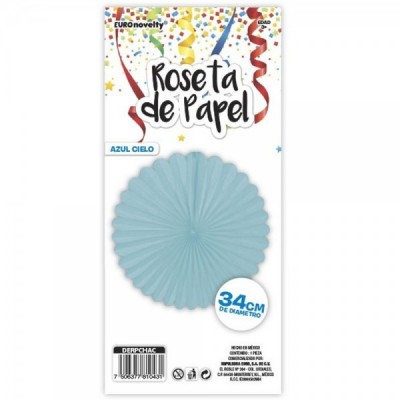 ROSETA DE PAPEL 34CM AZUL CIELO EURO