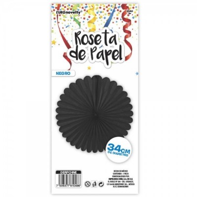 ROSETA DE PAPEL 34CM NEGRO EURO