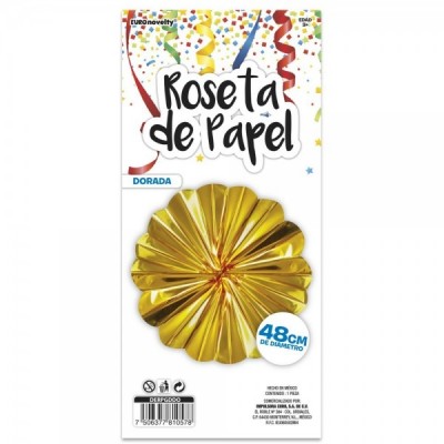 ROSETA DE PAPEL 48CM DORADA EURO