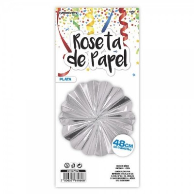 ROSETA DE PAPEL 48CM PLATA EURO