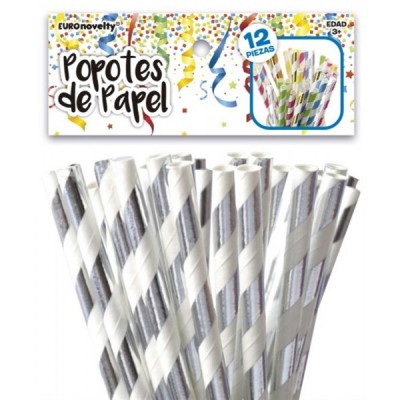 POPOTES DE PAPEL PLATA C/12 EURO