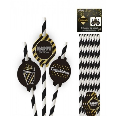 POPOTES DE PAPEL NEGRO/BLANCO CELEBRATE C/12 EURO