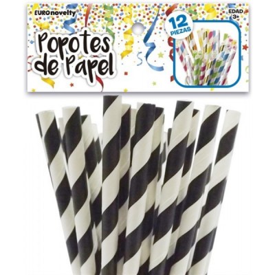 POPOTES DE PAPEL NEGRO C/12 EURO