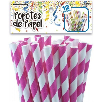 POPOTES DE PAPEL ROSA C/12 EURO