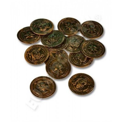 MONEDAS TESORO PIRATA PLASTICO  1.5" EURO C/144