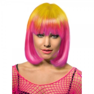 PELUCA MELENA NEON AMARILLO/ROSA EURO