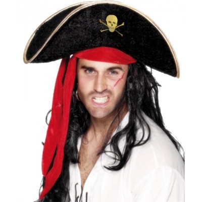 SOMBRERO PIRATA TELA BANDA ROJA VMF EURO