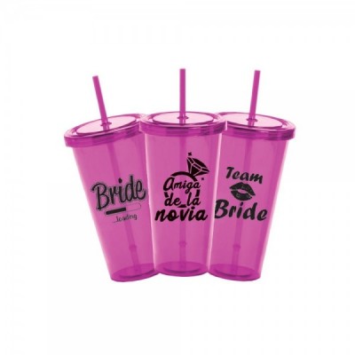 VASOS TERMOS ROSA FUTURA NOVIA 16OZ 6PZ EURO