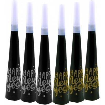 CORNETA HAPPY NEW YEAR CARTON NEGRA C/6 VMF