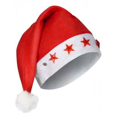 GORRO SANTA TELA ESTRELLAS LUZ LED 29X40CM VMF