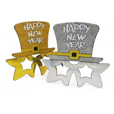 LENTES HAPPY NEW YEAR SOMBRERO Y ESTRELLAS ORO/PLATA VMF