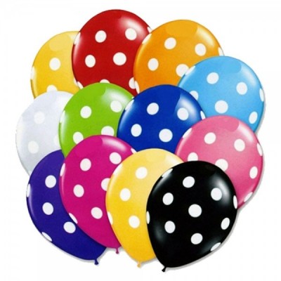 GLOBO PAYASO #12 IMPRESO POLKA DOTS SURTIDO C/25 --