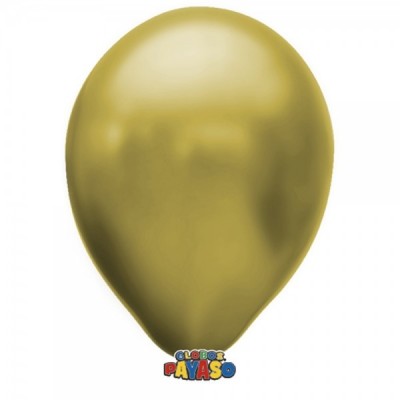 GLOBO PAYASO #12 METAL DORADO C/50 --