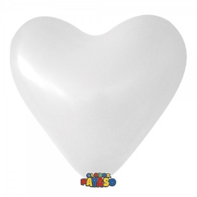 GLOBO PAYASO CORAZON H-10 BLANCO C/50 --