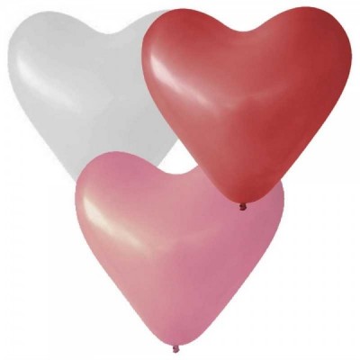 GLOBO PAYASO CORAZON H-15 ROSA-ROJO-BCO C/25 --