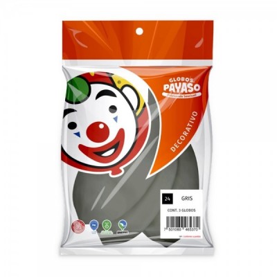 GLOBO PAYASO #24 DECOR GRIS C/3 --