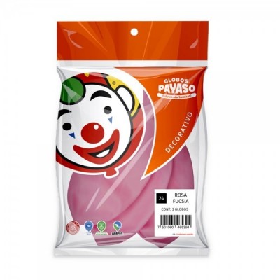 GLOBO PAYASO #24 DECOR ROSA FUCSIA C/3 --