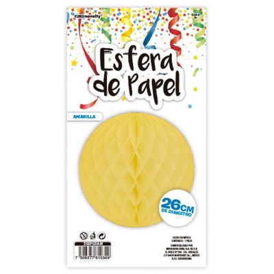 ESFERA DE PAPEL 26CM AMARILLA EURO
