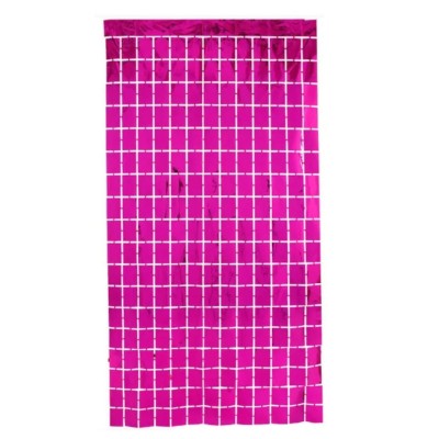 CORTINA METALICA CUADROS ROSA 91X244CM VMF---