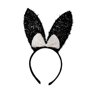DIADEMA CONEJITA NEGRA MOÑO BLANCO VMF