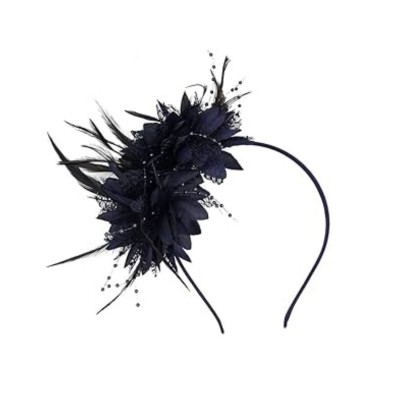 DIADEMA FLOR Y PLUMAS NEGRA HWN VMF