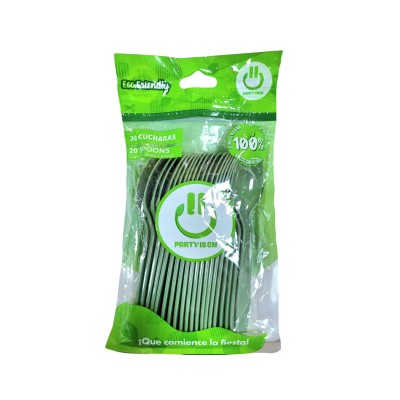 CUCHARA PARTY IS ON COLOR VERDE OLIVO VINTAGE C/20 --