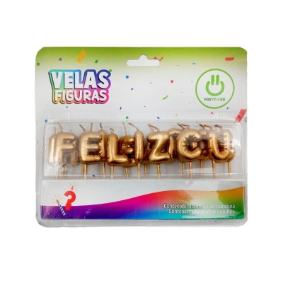 VELA LETRERO BUBBLE FELIZ CUMPLEAÑOS ORO PARTY IS ON --