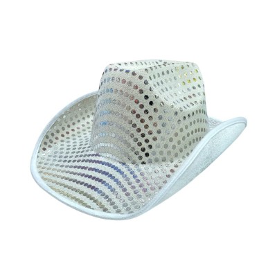 SOMBRERO VAQUERO LENTEJUELA PLATA VMF
