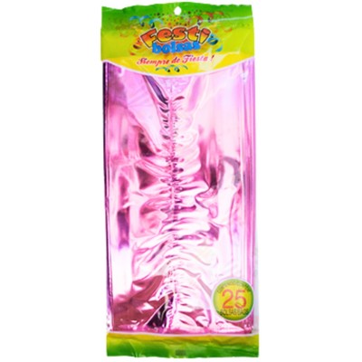 BOLSA METALIZADA SOLIDO ROSA MEDIANA C/25 FESTIBOLSAS --