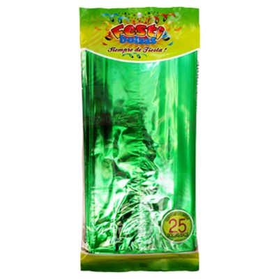 BOLSA METALIZADA SOLIDO VERDE MEDIANA C/25 FESTIBOLSAS --