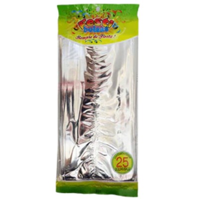BOLSA METALIZADA SOLIDO PLATA MEDIANA C/25 FESTIBOLSAS --