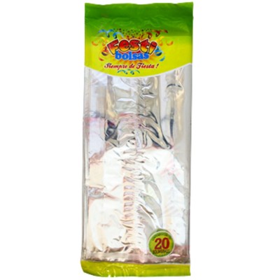 BOLSA METALIZADA SOLIDO PLATA GRANDE C/20 FESTIBOLSAS --