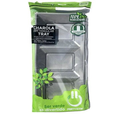 CHAROLA PARTY IS ON RECTANGULAR 3D PLATA C/3PZ --