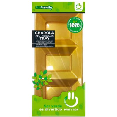 CHAROLA PARTY IS ON RECTANGULAR 3D ORO C/3PZ --