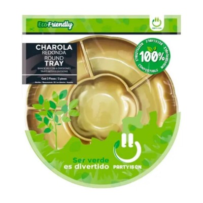 CHAROLA PARTY IS ON REDONDA 6D ORO C/3PZ --