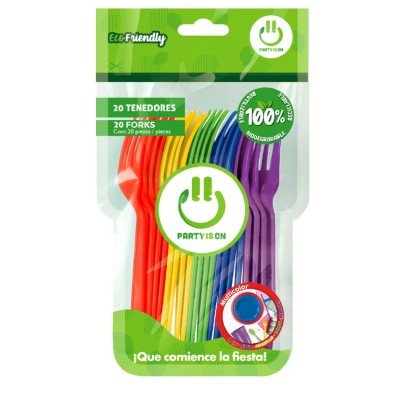 TENEDOR PARTY IS ON COLOR MIX MULTICOLOR C/20 --