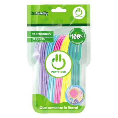 TENEDOR PARTY IS ON COLOR MIX MACARRON C/20 --