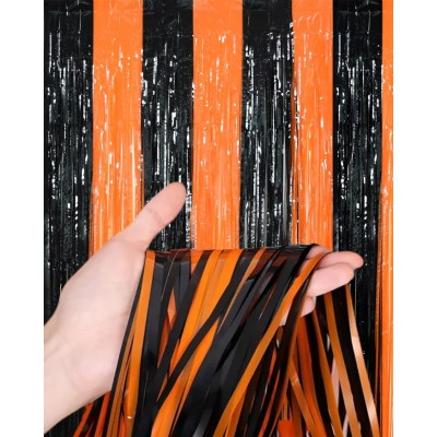 CORTINA METALICA NEGRA/NARANJA HALLOWEEN 91X244CM VMF --